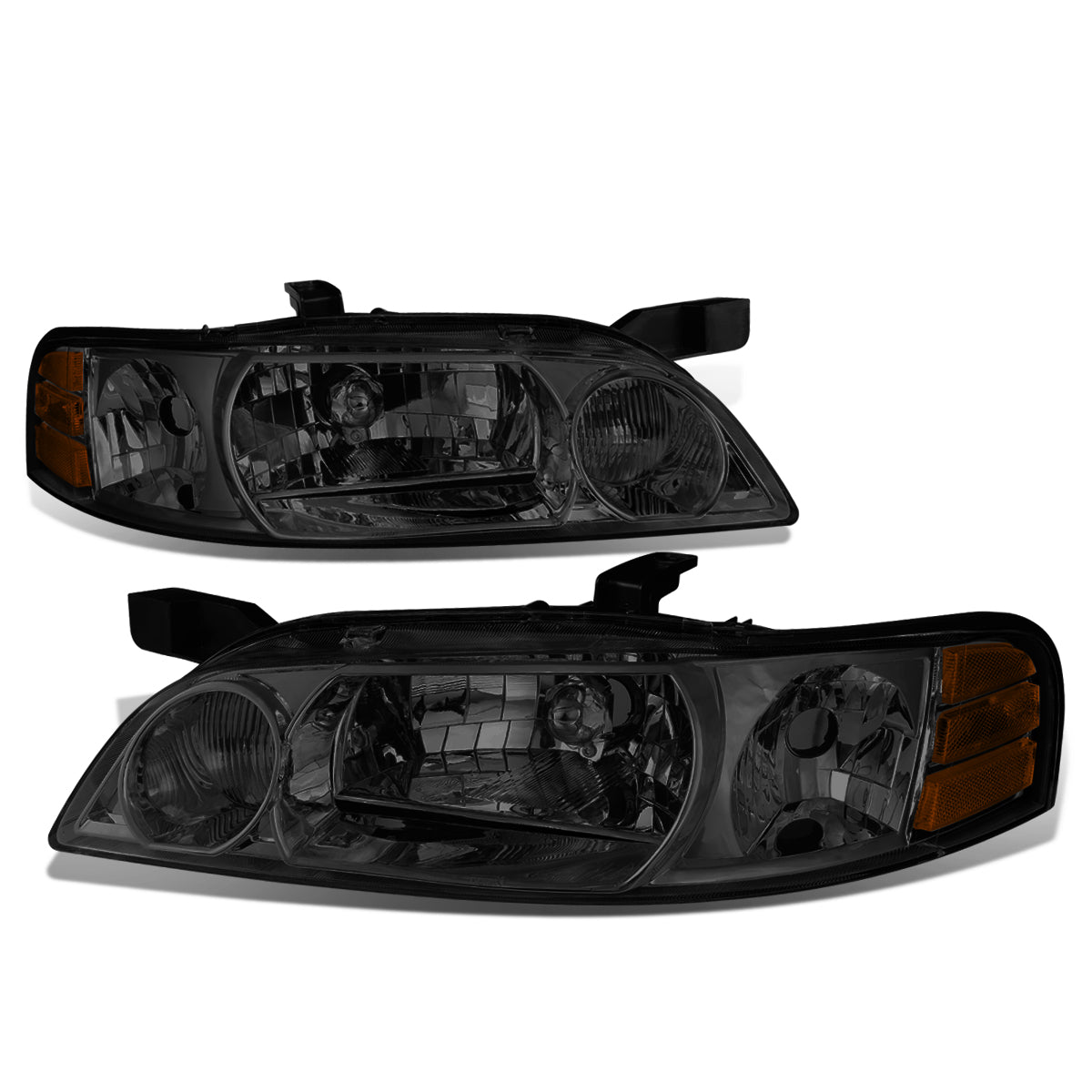 DNA Motoring, 00-01 Nissan Altima Headlights - Smoked Housing Amber Corner