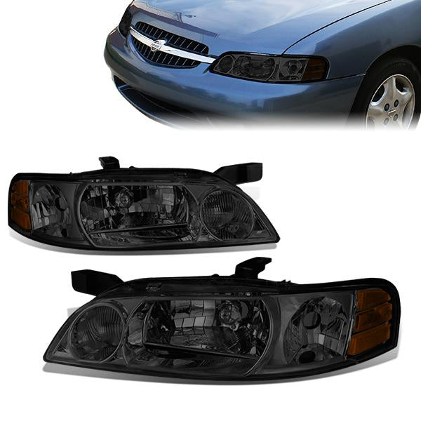 DNA Motoring, 00-01 Nissan Altima Headlights - Smoked Housing Amber Corner