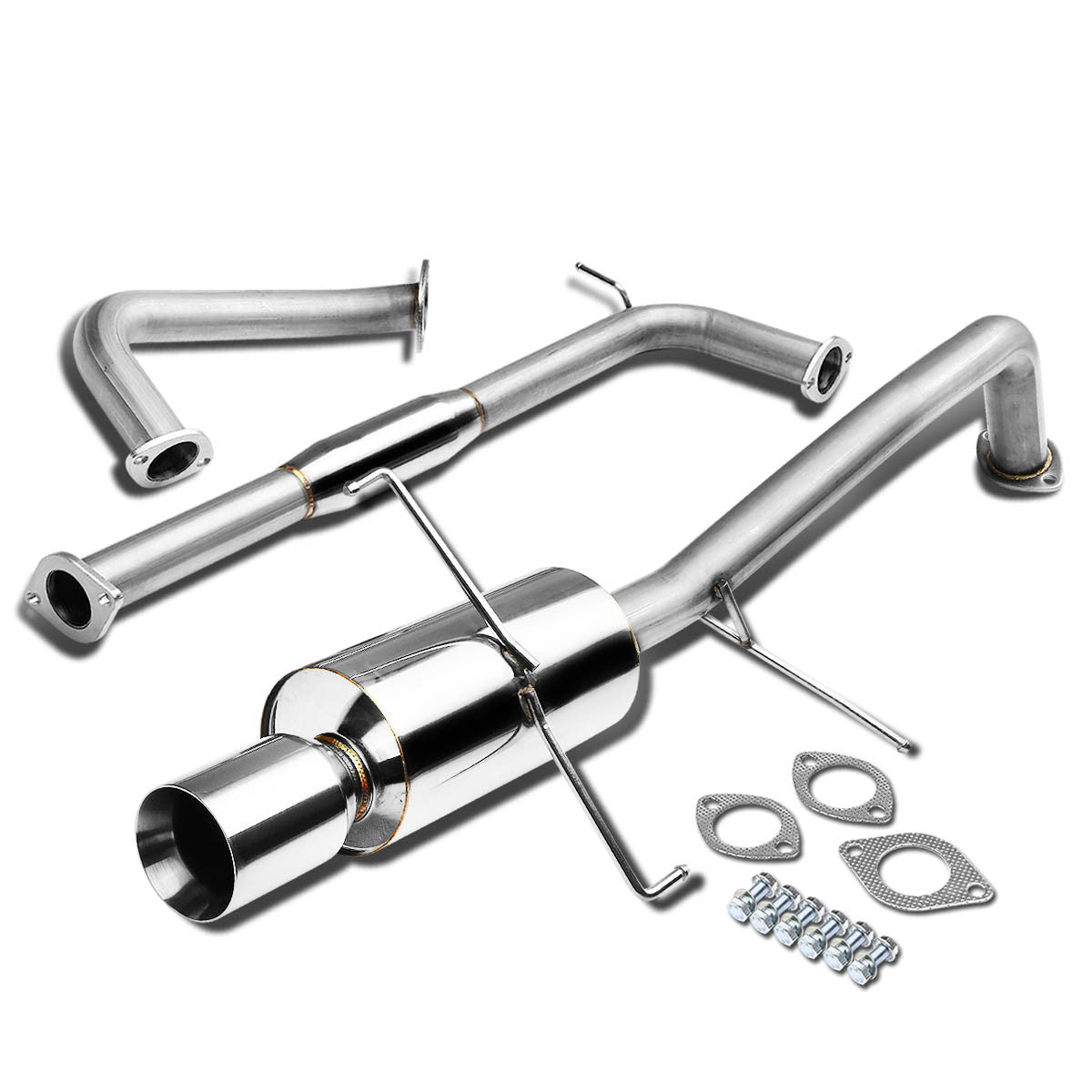 J2 Engineering, 00-03 Nissan Maxima Catback Exhaust w/4 in. OD Double Walled Muffler Tip - Stainless Steel