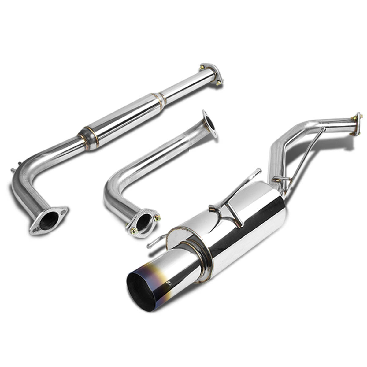 J2 Engineering, 00-03 Nissan Maxima Catback Exhaust w/4 in. OD Muffler Burnt Tip - Stainless Steel