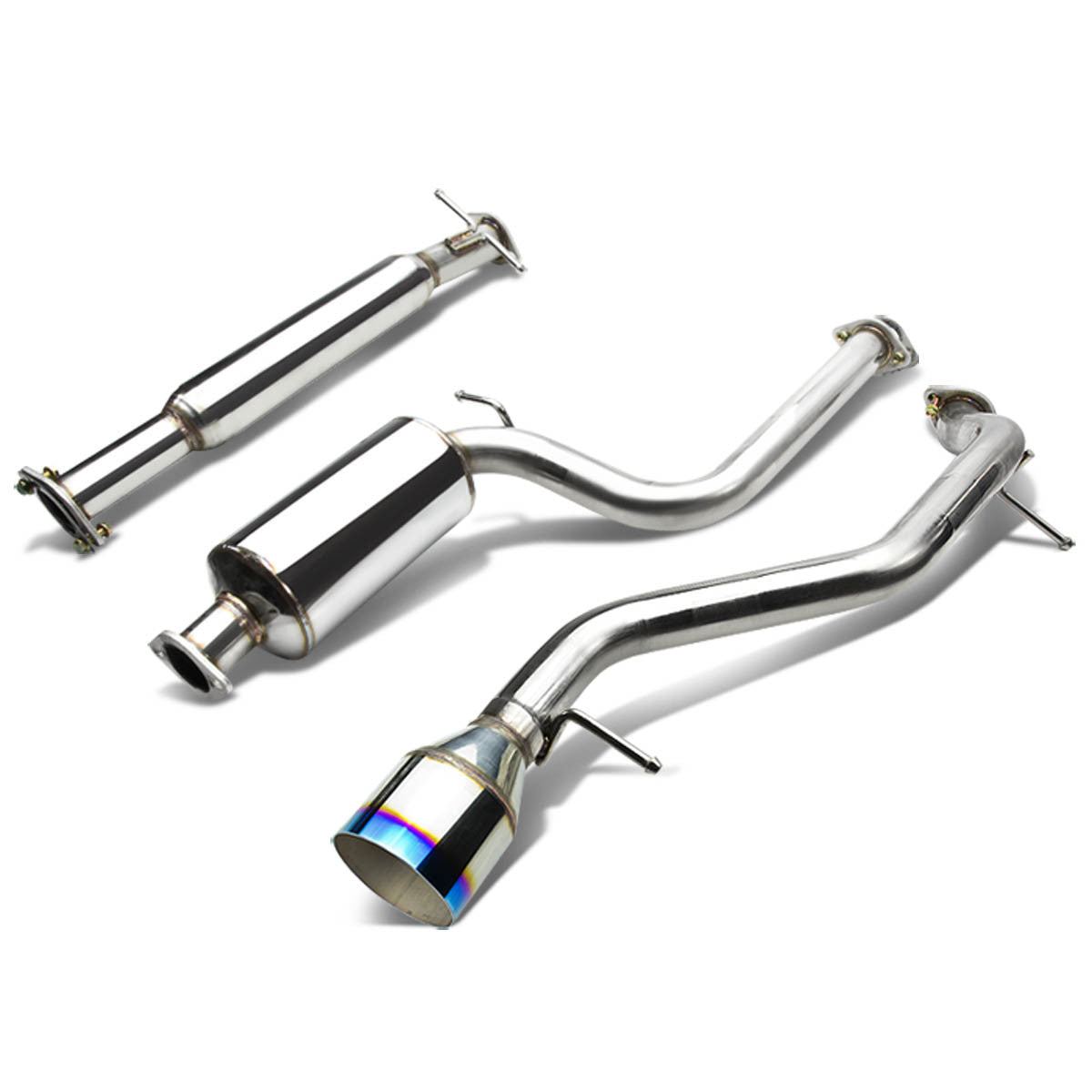 J2 Engineering, 00-04 Ford Focus ZX3 ZX5 2.0L Catback Exhaust System w/Muffler 4.5 in. OD Burnt Tip