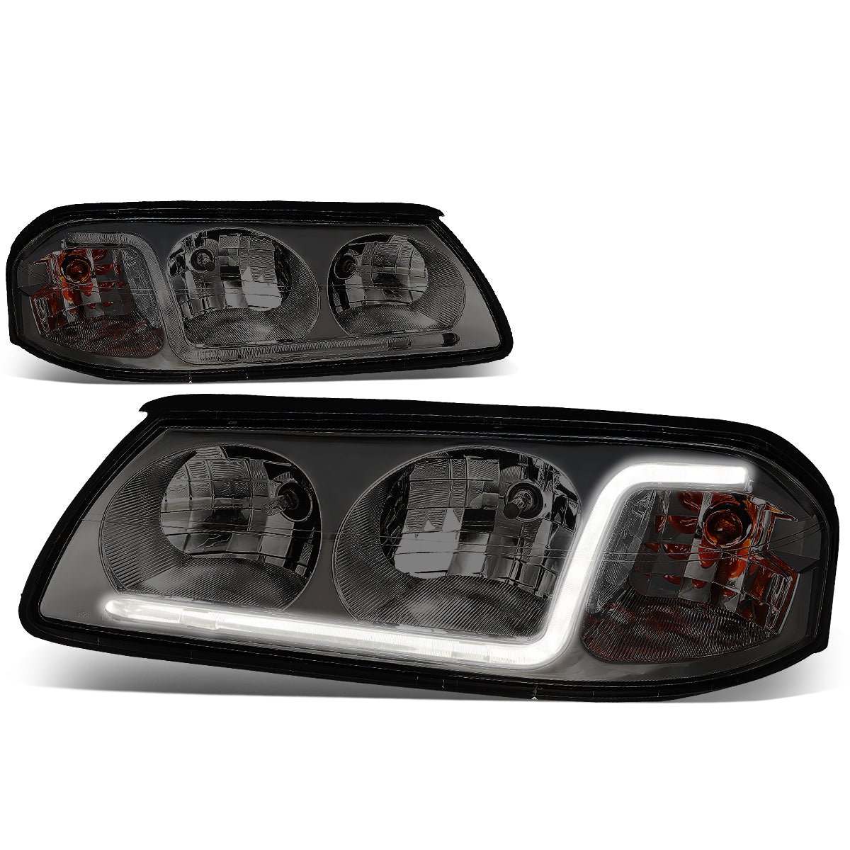 DNA Motoring, 00-05 Chevy Impala LED DRL Headlights - Smoked Housing Clear Corner