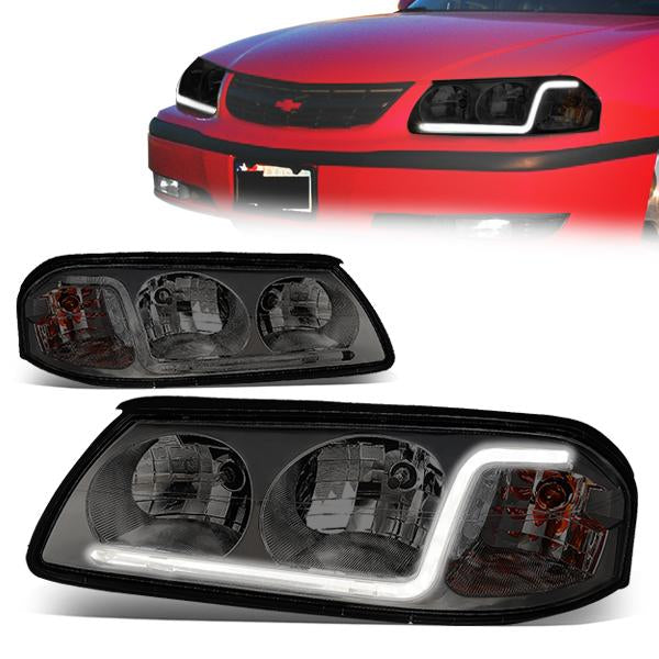 DNA Motoring, 00-05 Chevy Impala LED DRL Headlights - Smoked Housing Clear Corner