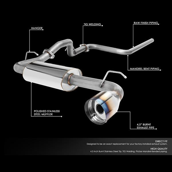 J2 Engineering, 00-05 Dodge Neon SOHC Base SE SXT LE R/T ACR LX ES Catback Exhaust w/4.75 in. OD Burnt Muffler Tip