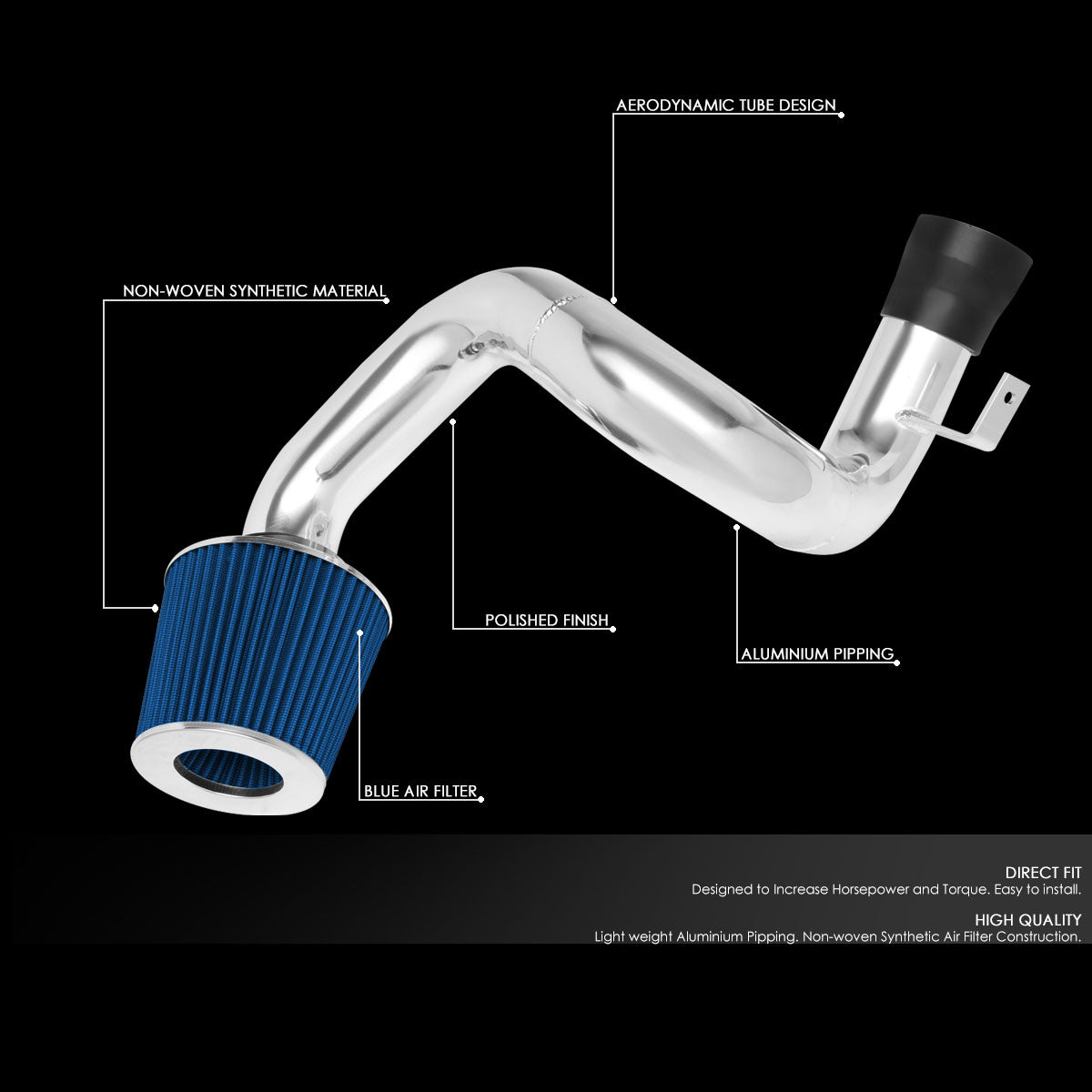 J2 Engineering, 00-05 Toyota Celica Aluminum Cold Air Intake w/Blue Cone Filter