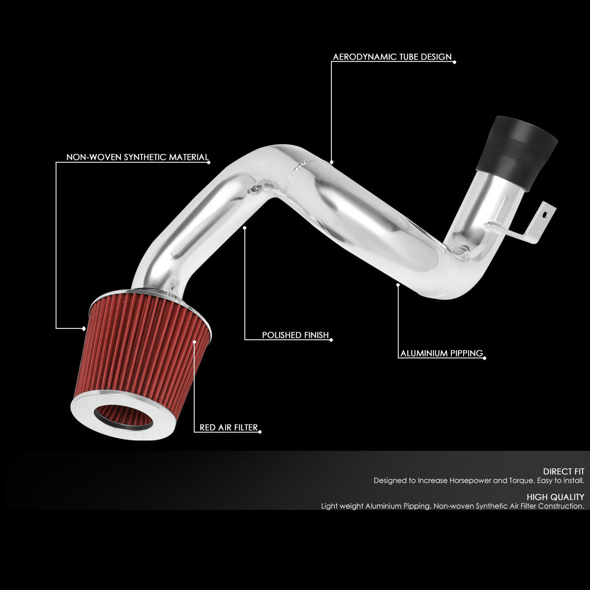 J2 Engineering, 00-05 Toyota Celica Aluminum Cold Air Intake w/Red Cone Filter