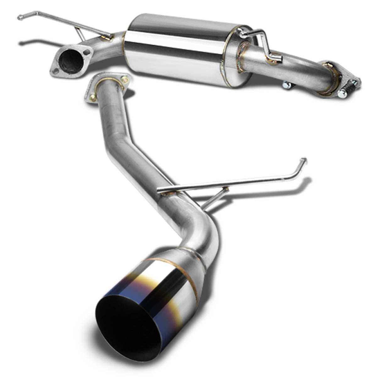 J2 Engineering, 00-05 Toyota Celica Catback Exhaust w/4.5 in. OD Muffler Burnt Tip - Stainless Steel