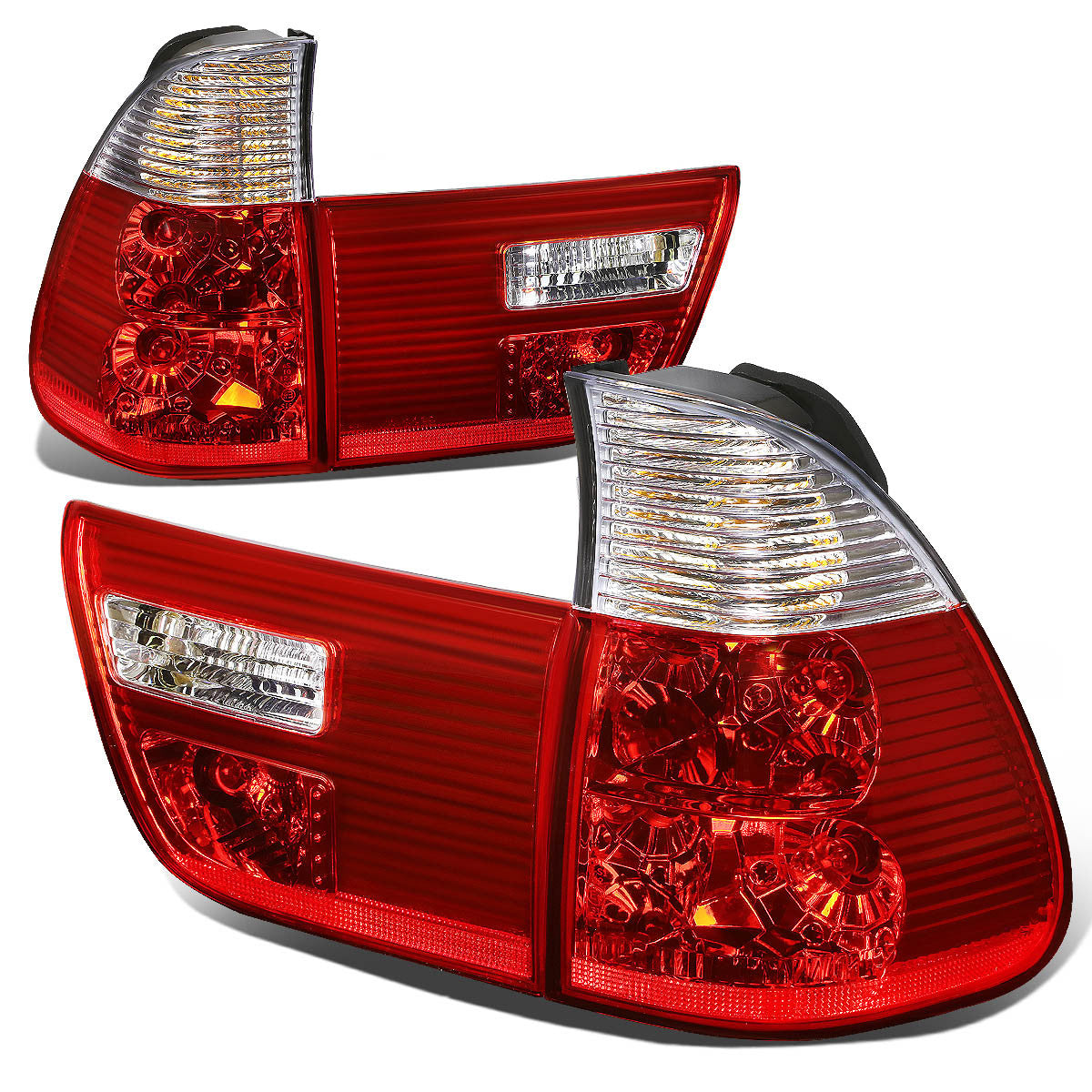 Nuvision Lighting, 00-06 BMW X5 Rear Brake Tail Lights - Inner+Outer Lamps - Red/Clear Lens