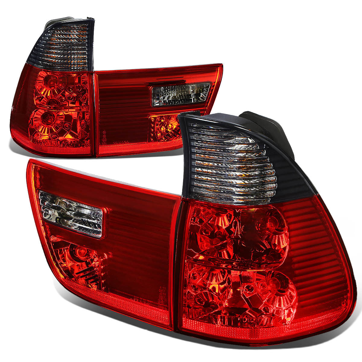 Nuvision Lighting, 00-06 BMW X5 Rear Brake Tail Lights - Inner+Outer Lamps - Red/Smoked Lens