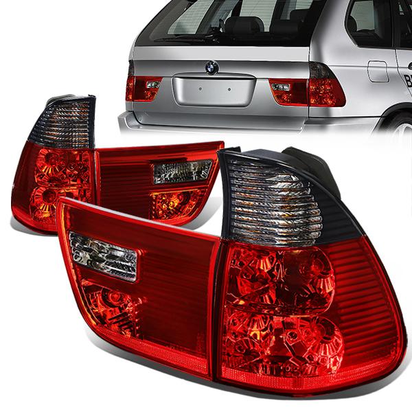 Nuvision Lighting, 00-06 BMW X5 Rear Brake Tail Lights - Inner+Outer Lamps - Red/Smoked Lens