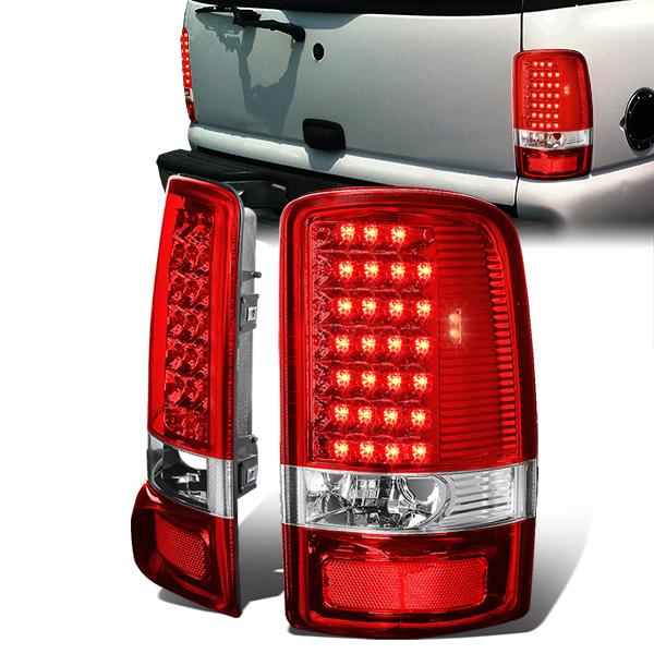 Nuvision Lighting, 00-06 GMC Yukon XL Chevy Suburban 1500 2500 Tahoe LED Tail Lights - Red