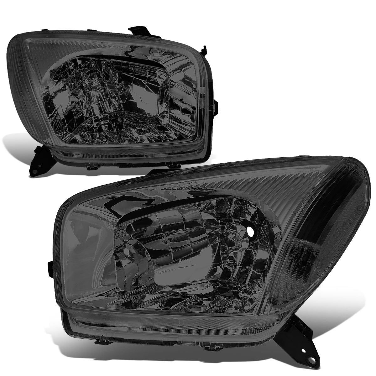 DNA Motoring, 01-03 Toyota RAV4 Headlights - Smoked Housing Clear Corner