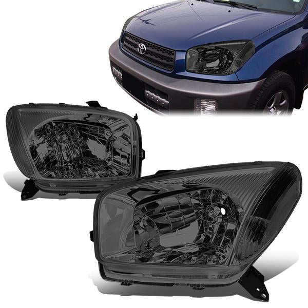 DNA Motoring, 01-03 Toyota RAV4 Headlights - Smoked Housing Clear Corner