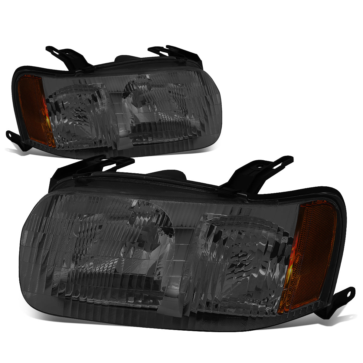 DNA Motoring, 01-04 Ford Escape Headlights - Smoked Housing Amber Corner