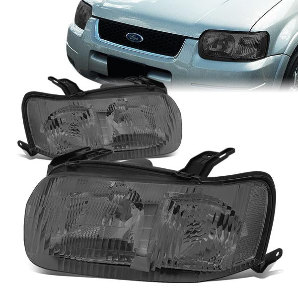 DNA Motoring, 01-04 Ford Escape Headlights - Smoked Housing Clear Corner