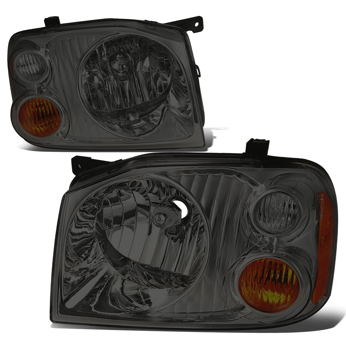 DNA Motoring, 01-04 Nissan Frontier Headlights - Smoked Housing Amber Corner