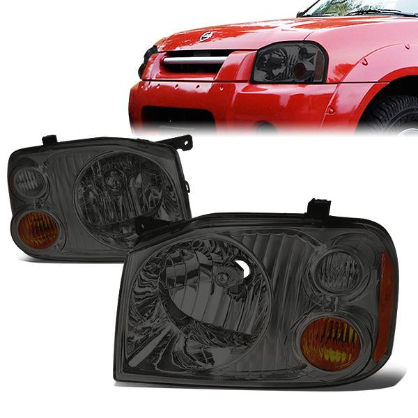 DNA Motoring, 01-04 Nissan Frontier Headlights - Smoked Housing Amber Corner