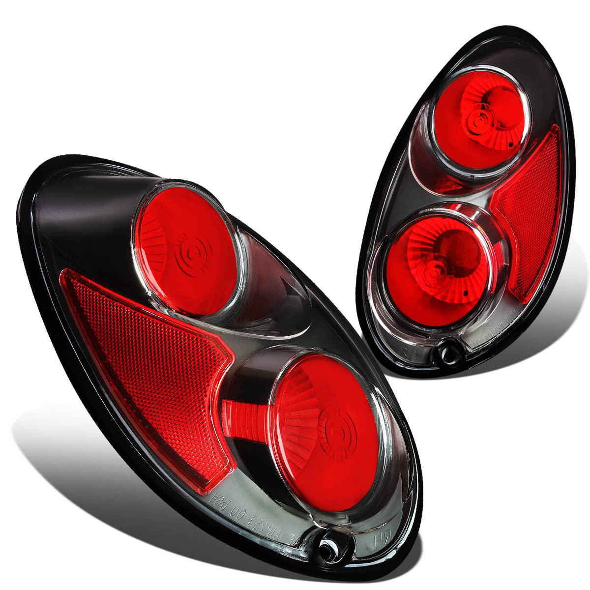 Nuvision Lighting, 01-05 Chrysler PT Cruiser Rear Brake Tail Lights - Altezza Style - Black Housing