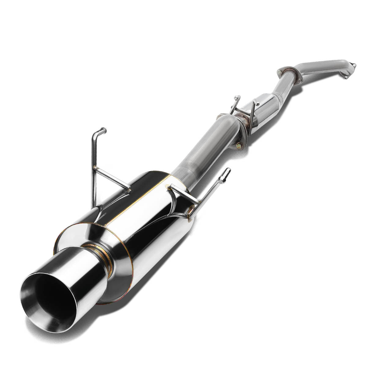 J2 Engineering, 01-05 Honda Civic EX Coupe/Sedan Catback Exhaust System w/4 in. OD Double Walled Muffler Tip