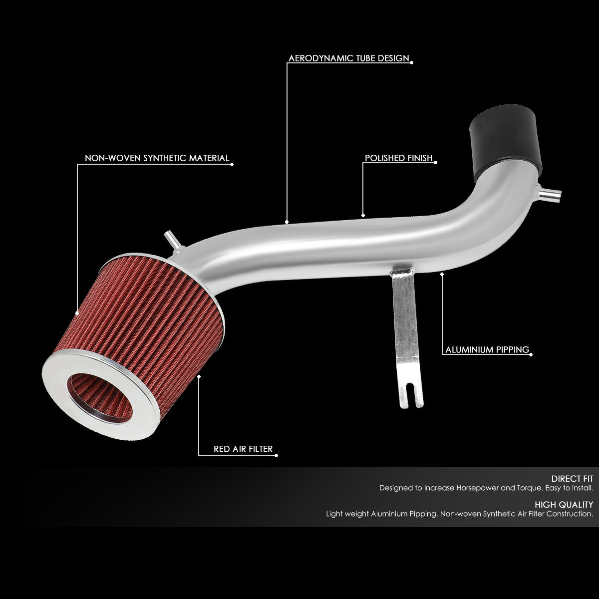 J2 Engineering, 01-05 Lexus IS300 Aluminum Short Ram Air Intake w/Red Cone Filter