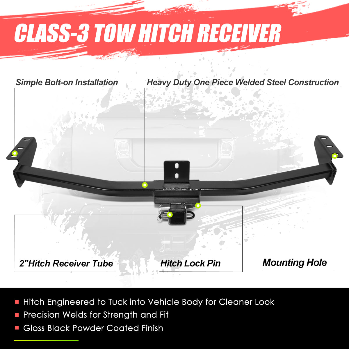 CAAP, 01-06 Acura MDX 03-08 Honda Pilot Class-3 2" Tow Hitch Receiver w/Hitch Pin