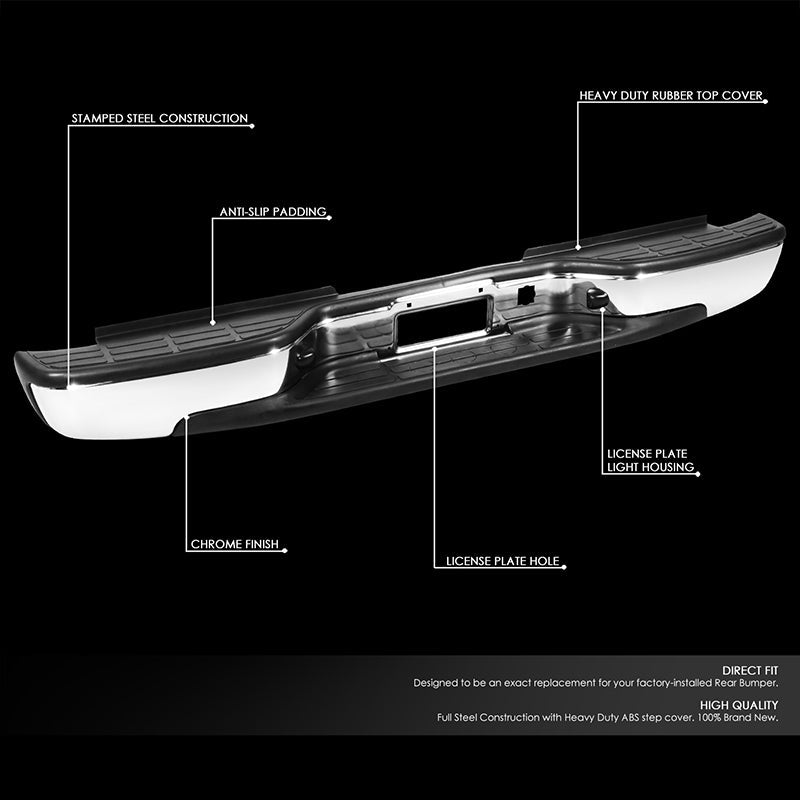 CAAP, 01-07 Chevrolet Silverado GMC Sierra 2500HD 3500 Rear Step Bumper w/ License Plate Lights