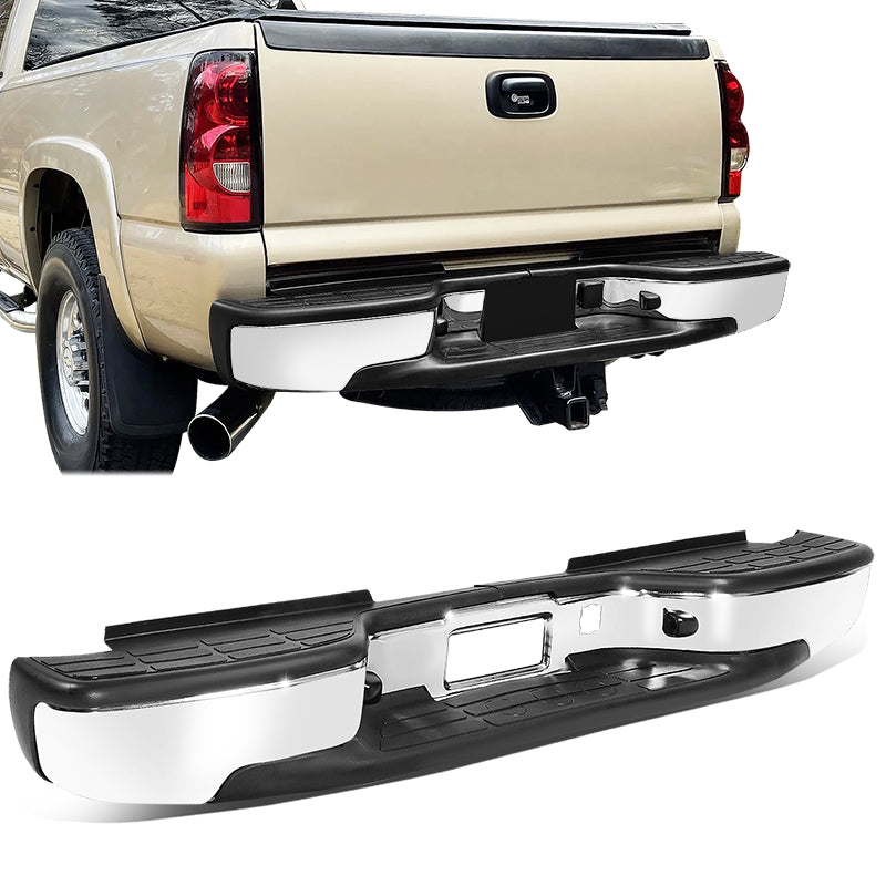 CAAP, 01-07 Chevrolet Silverado GMC Sierra 2500HD 3500 Rear Step Bumper w/ License Plate Lights