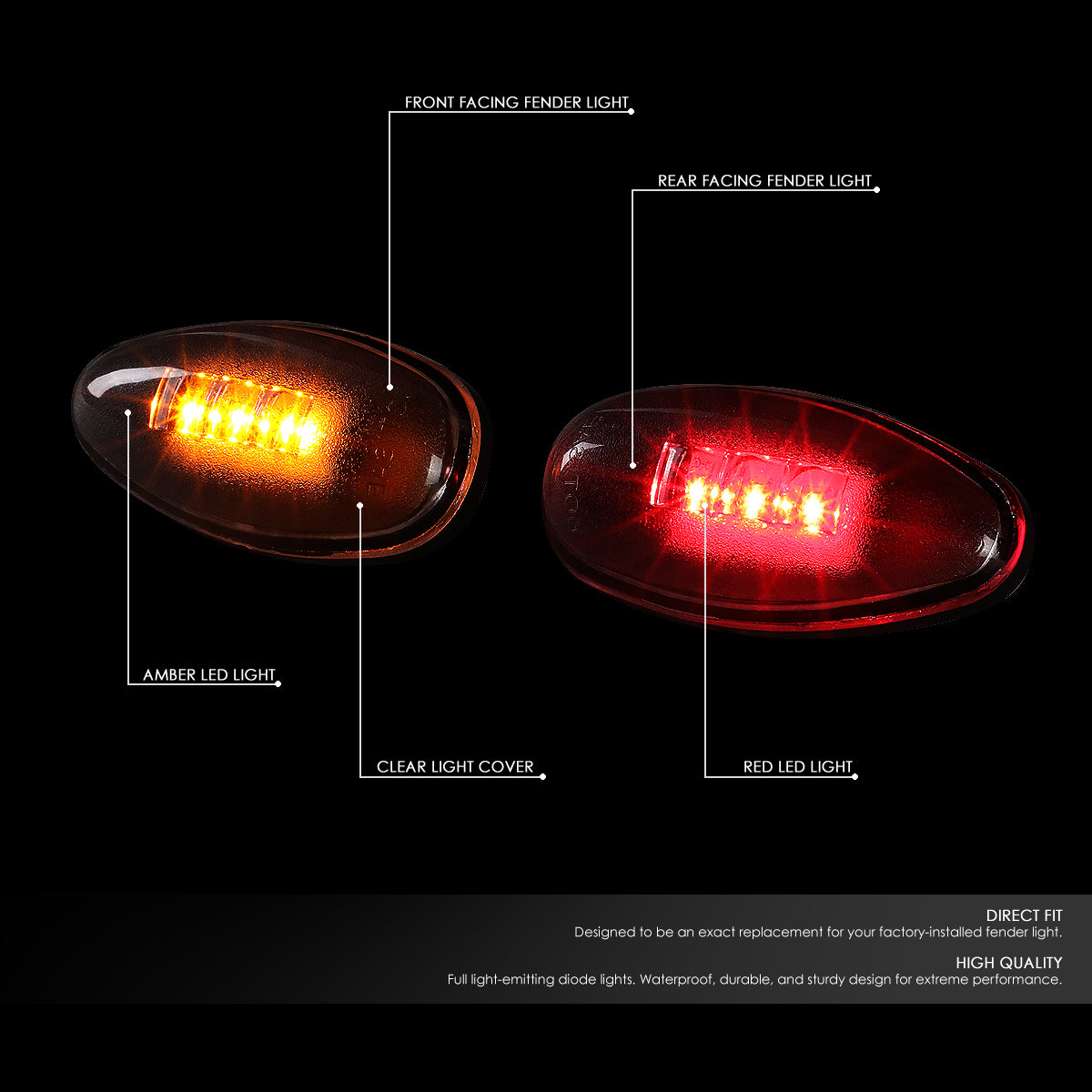 DNA Motoring, 01-14 Chevy Silverado GMC Sierra 2500HD 3500HD Dually Fender LED Side Marker Lights