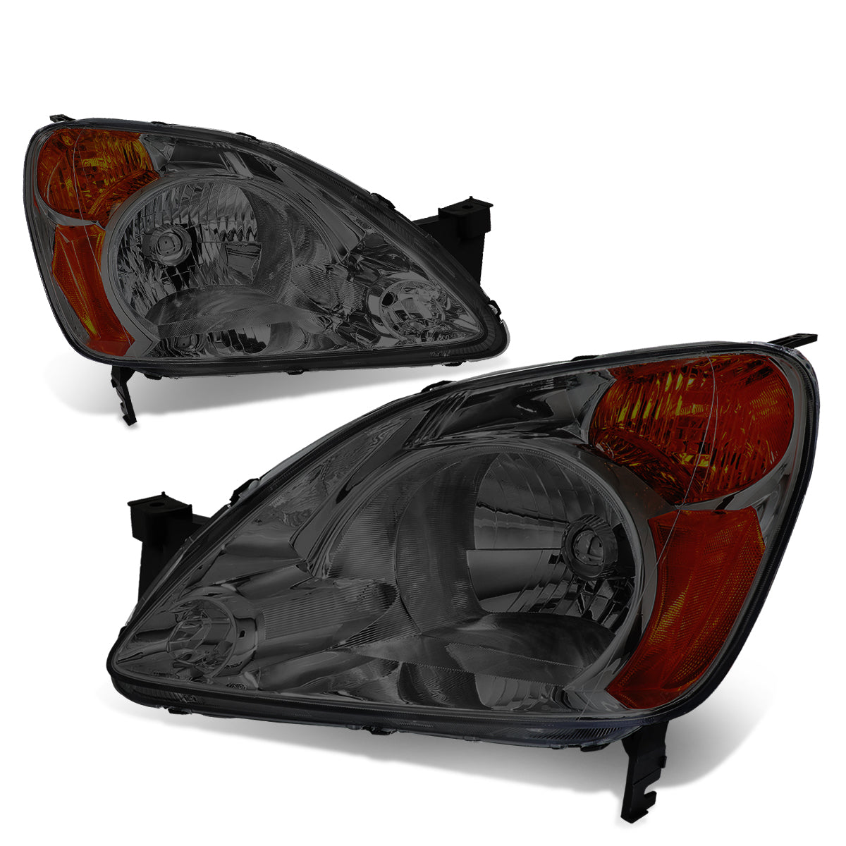 DNA Motoring, 02-04 Honda CR-V CRV Headlights - Smoked Housing Amber Corner