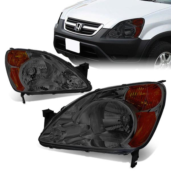 DNA Motoring, 02-04 Honda CR-V CRV Headlights - Smoked Housing Amber Corner