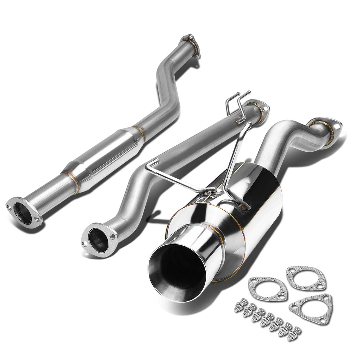 J2 Engineering, 02-05 Honda Civic Si Hatchback Catback Exhaust System w/4 in. OD Double Walled Muffler Tip