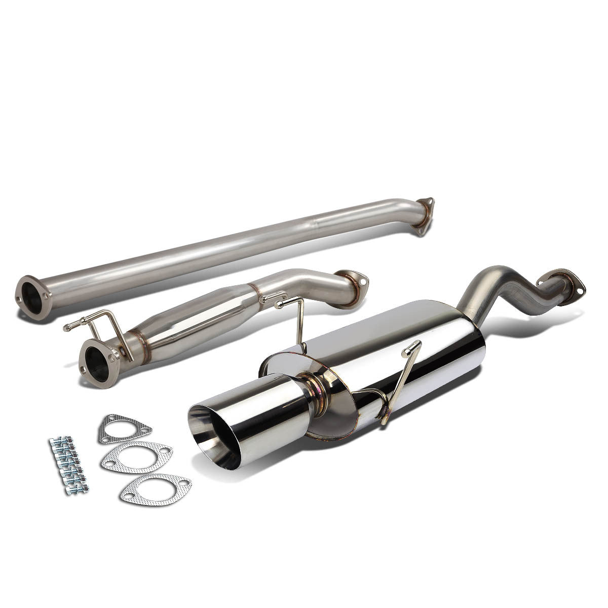 J2 Engineering, 02-06 Acura RSX DC5 Type-S Catback Exhaust w/4 in. OD Double Walled Muffler Tip - Stainless Steel