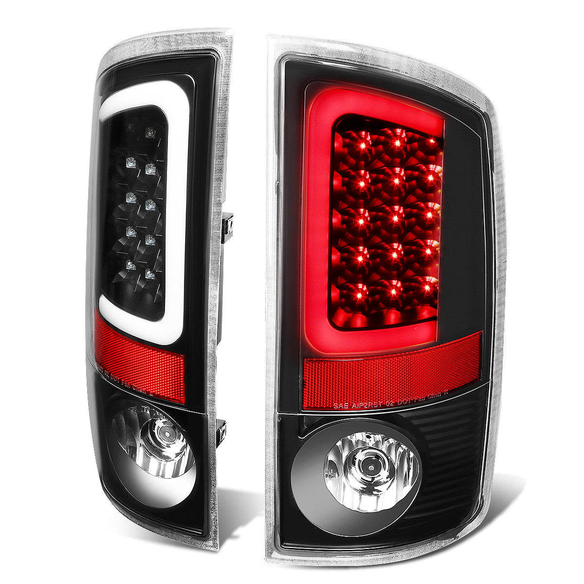 Nuvision Lighting, 02-06 Dodge Ram 1500 2500 3500 LED C-Bar Rear Brake Tail Lights - Black