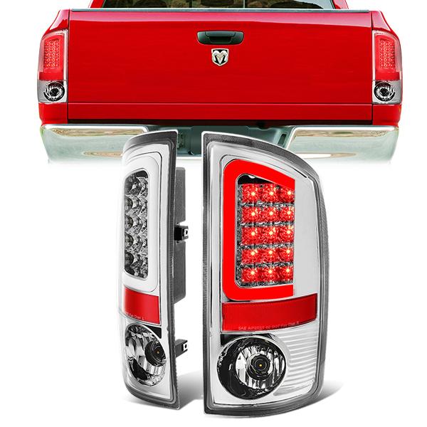 Nuvision Lighting, 02-06 Dodge Ram 1500 2500 3500 LED C-Bar Rear Brake Tail Lights - Chrome