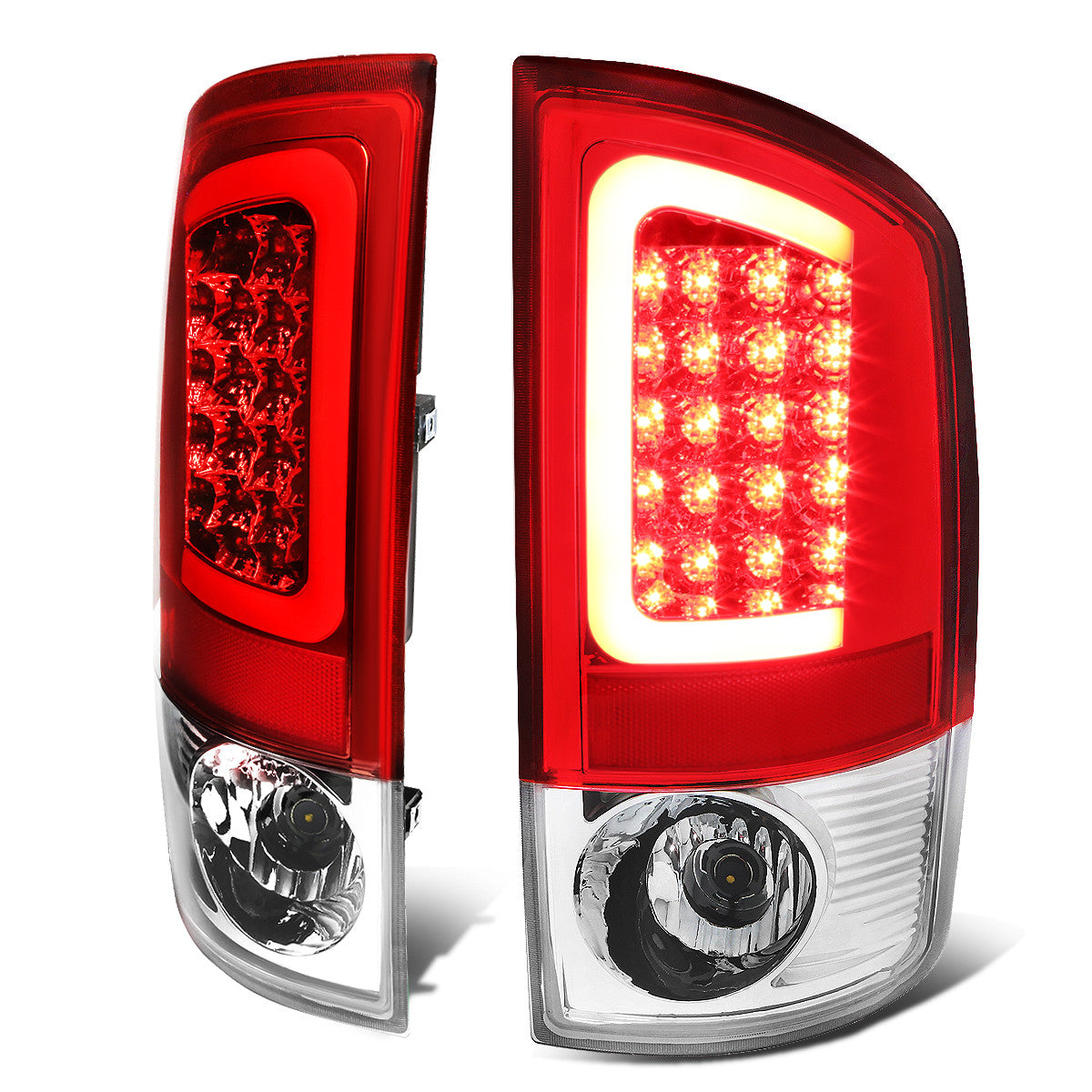 Nuvision Lighting, 02-06 Dodge Ram 1500 2500 3500 LED C-Bar Rear Brake Tail Lights - Red