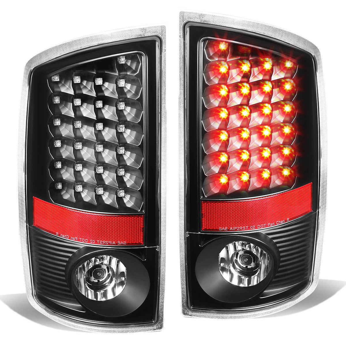 Nuvision Lighting, 02-06 Dodge Ram 1500 2500 3500 LED Rear Brake Tail Lights - Black