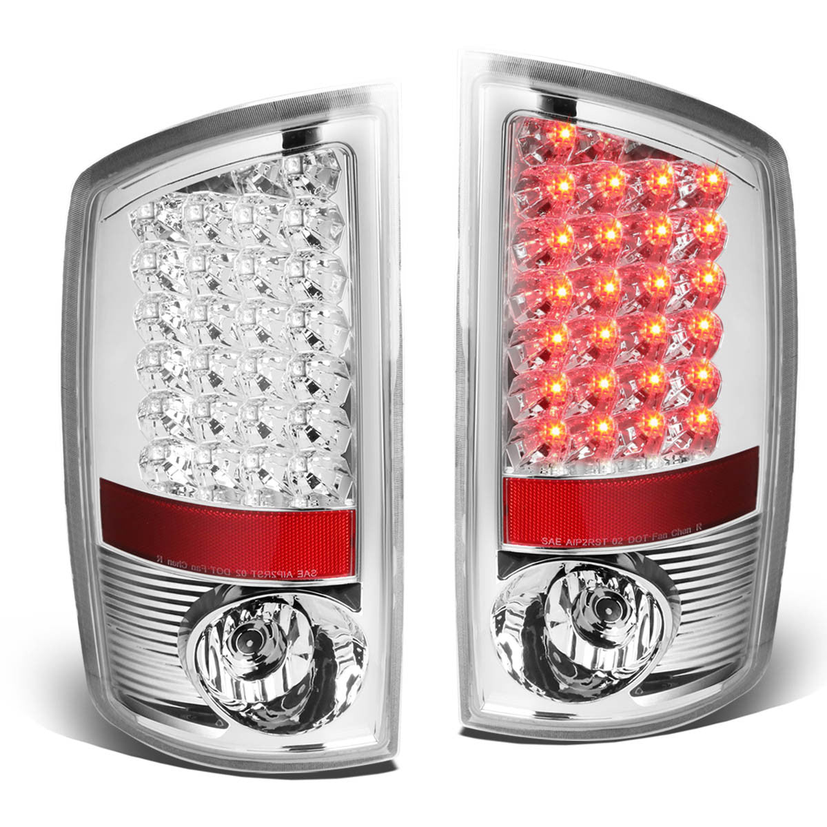 Nuvision Lighting, 02-06 Dodge Ram 1500 2500 3500 LED Rear Brake Tail Lights - Chrome