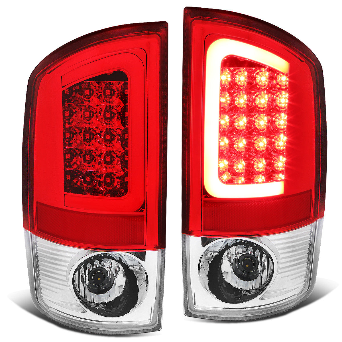 Nuvision Lighting, 02-06 Dodge Ram 1500 2500 3500 Red C-Bar LED Rear Brake Tail Lights