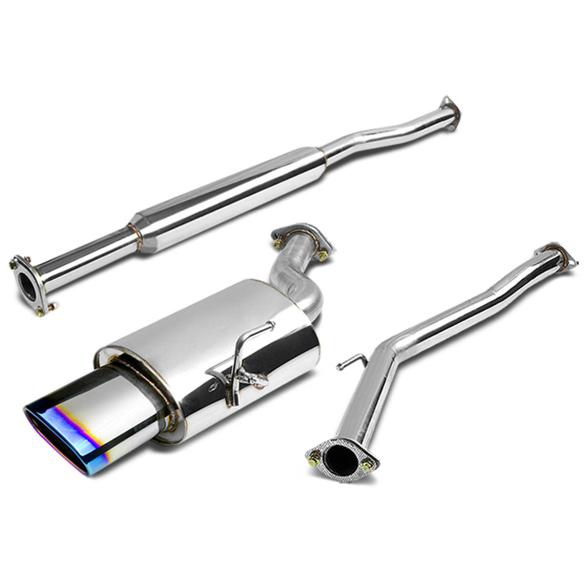 J2 Engineering, 02-06 Nissan Altima 2.5L l4 QR25DE Catback Exhaust w/Oval Muffler Burnt Tip - Stainless Steel