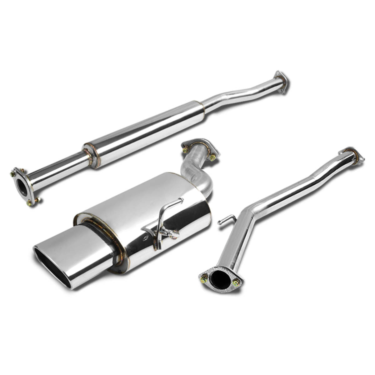 J2 Engineering, 02-06 Nissan Altima 2.5L l4 QR25DE Catback Exhaust w/Oval Muffler Tip - Stainless Steel