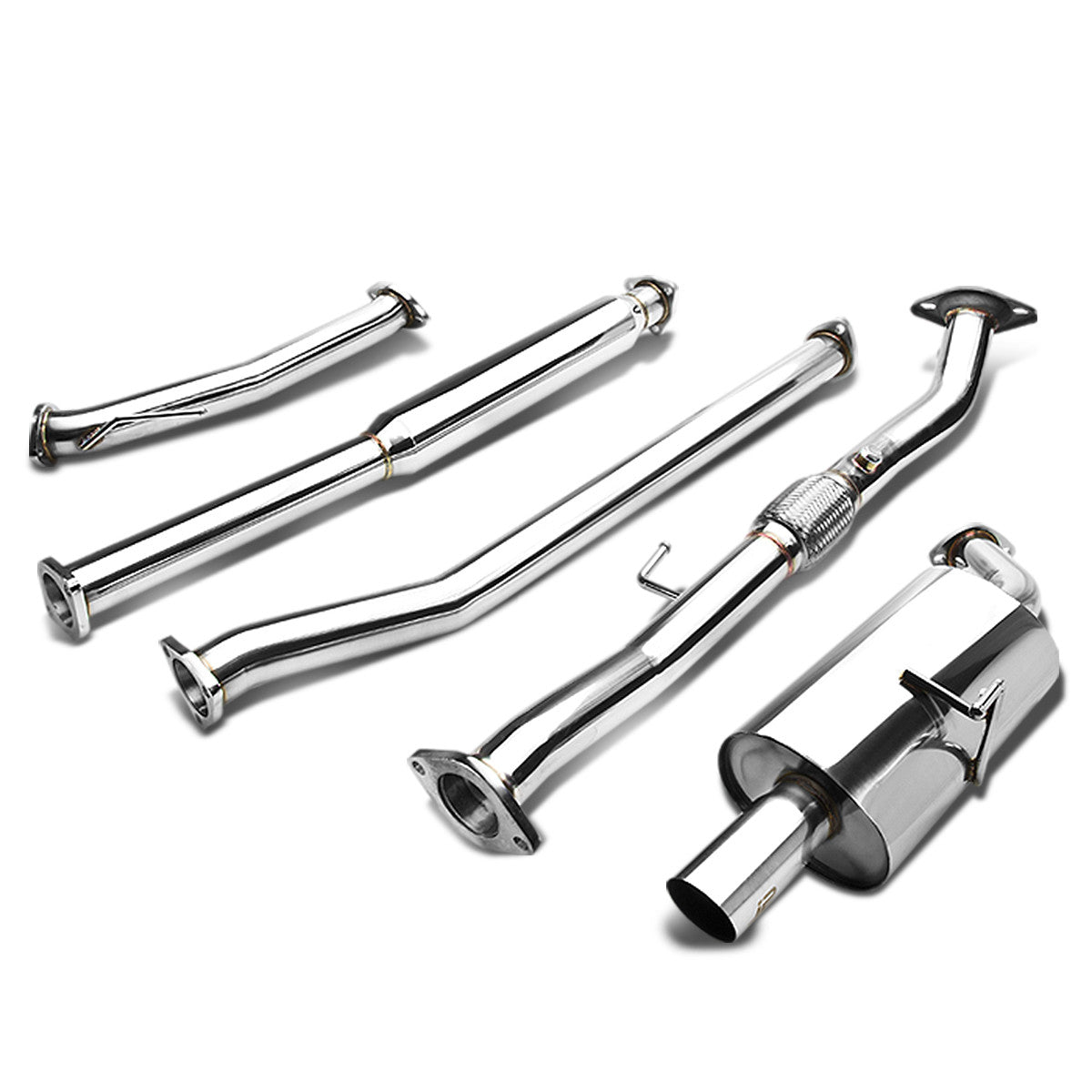 J2 Engineering, 02-06 Nissan Altima l4 Catback+Downpipe Exhaust - Stainless Steel