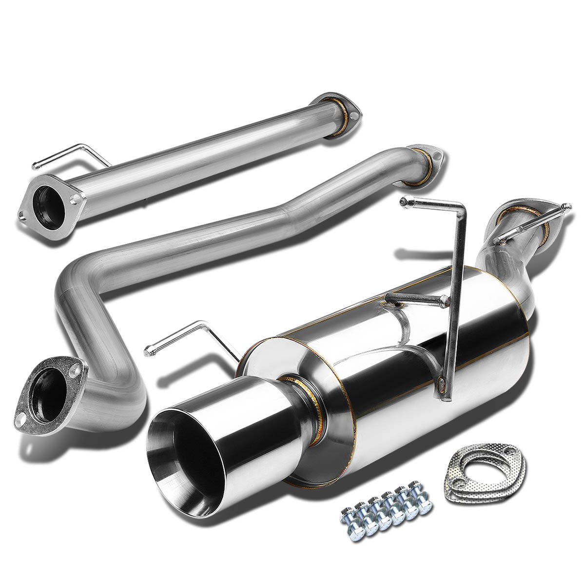 J2 Engineering, 02-06 Nissan Sentra SE-R Spec V Catback Exhaust w/4 in. OD Double Walled Muffler Tip - Stainless Steel