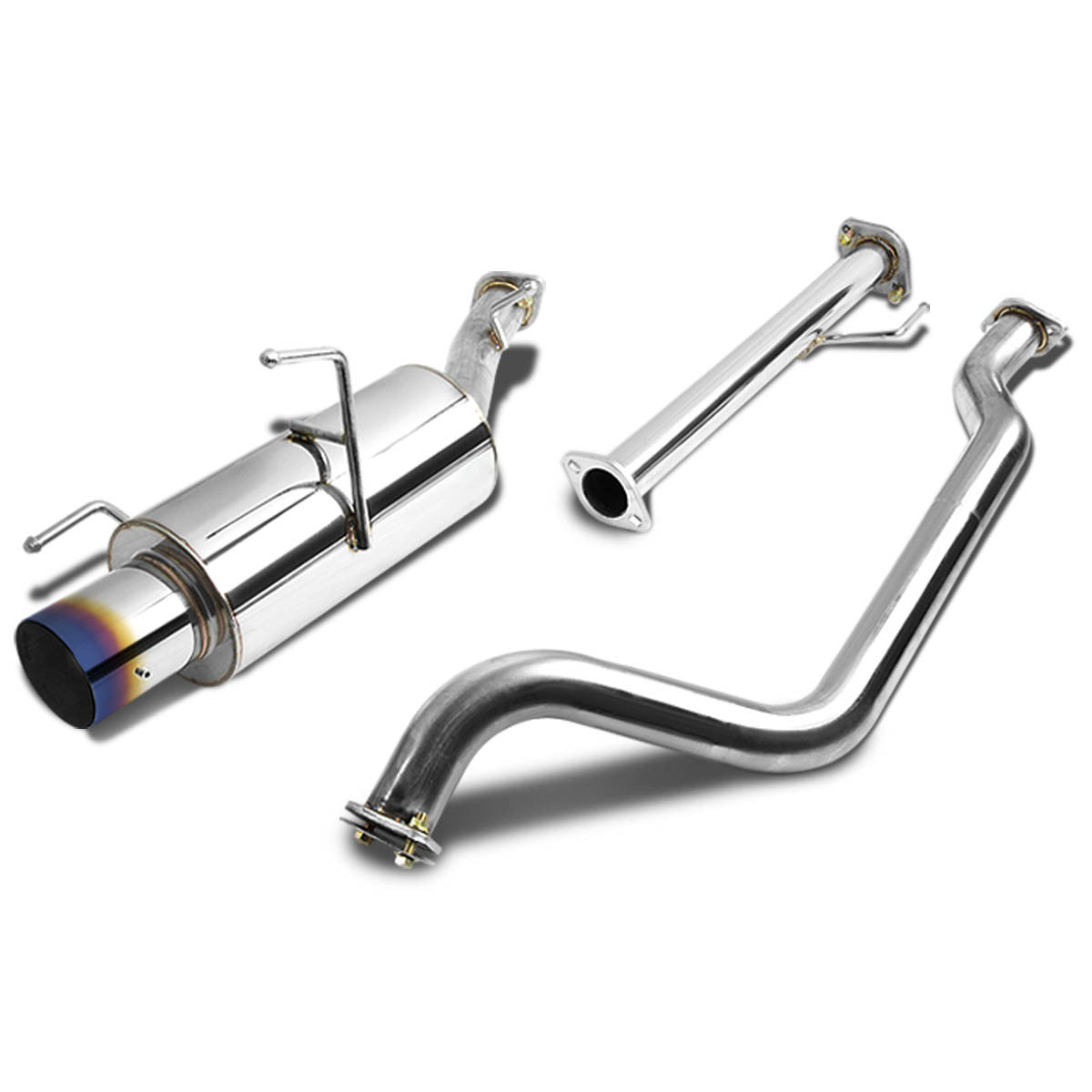 J2 Engineering, 02-06 Nissan Sentra SE-R Spec V Catback Exhaust w/4 in. OD Muffler Burnt Tip - Stainless Steel