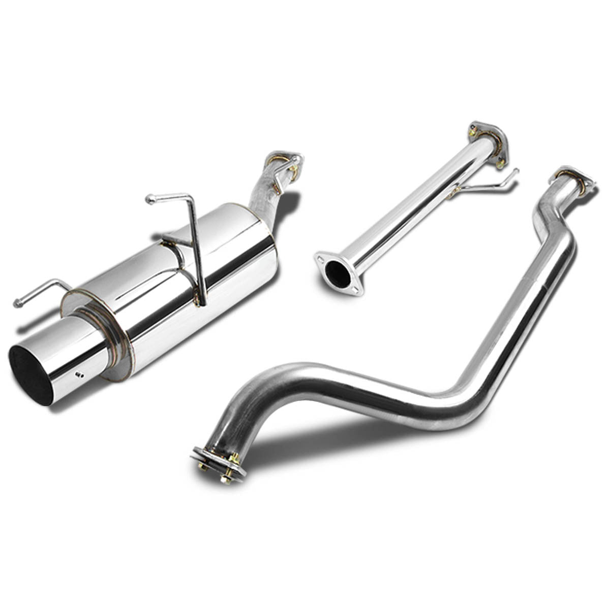 J2 Engineering, 02-06 Nissan Sentra SE-R Spec V Catback Exhaust w/4 in. OD Muffler Tip - Stainless Steel