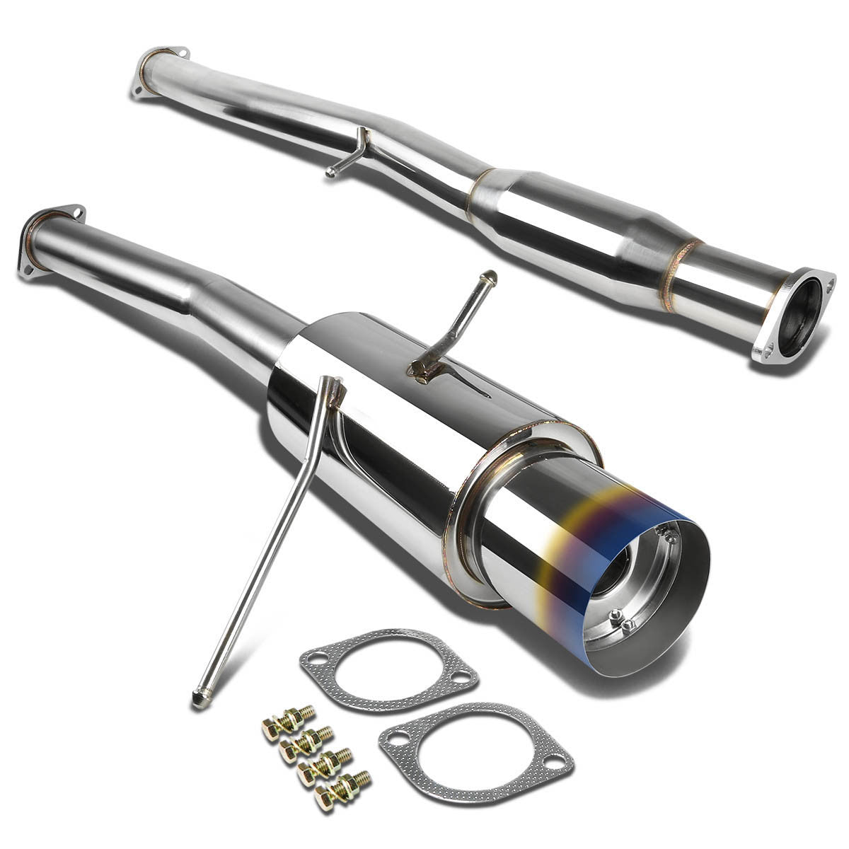 J2 Engineering, 02-07 Subaru Impreza WRX 2.0L 2.5L Turbo Catback Exhaust w/4.5 in. OD Muffler Burnt Tip