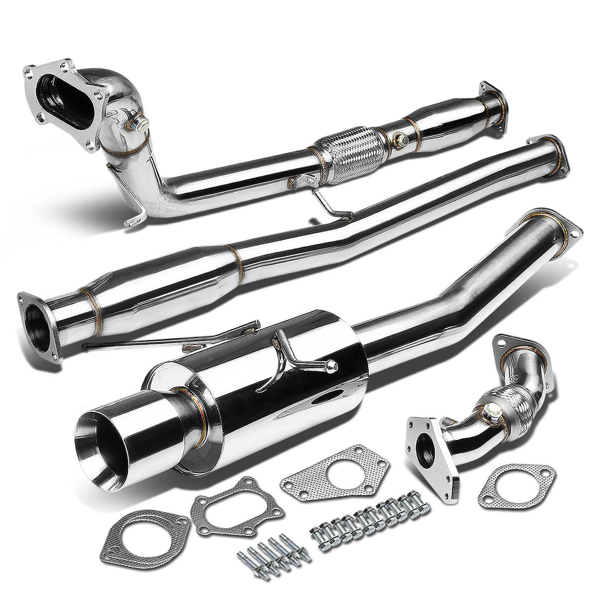 J2 Engineering, 02-07 Subaru Impreza WRX/STI Catback Turbo-Back Exhaust w/4.5 in. OD Double Walled Muffler Tip