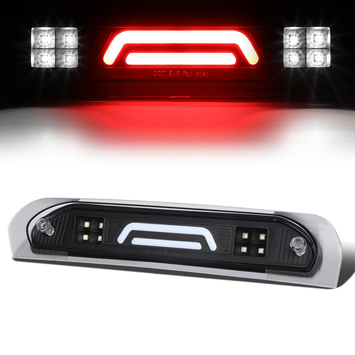 Nuvision Lighting, 02-09 Dodge Ram 1500 2500 3500 LED Bar 3rd Brake Light+Cargo Lamp - Black Housing