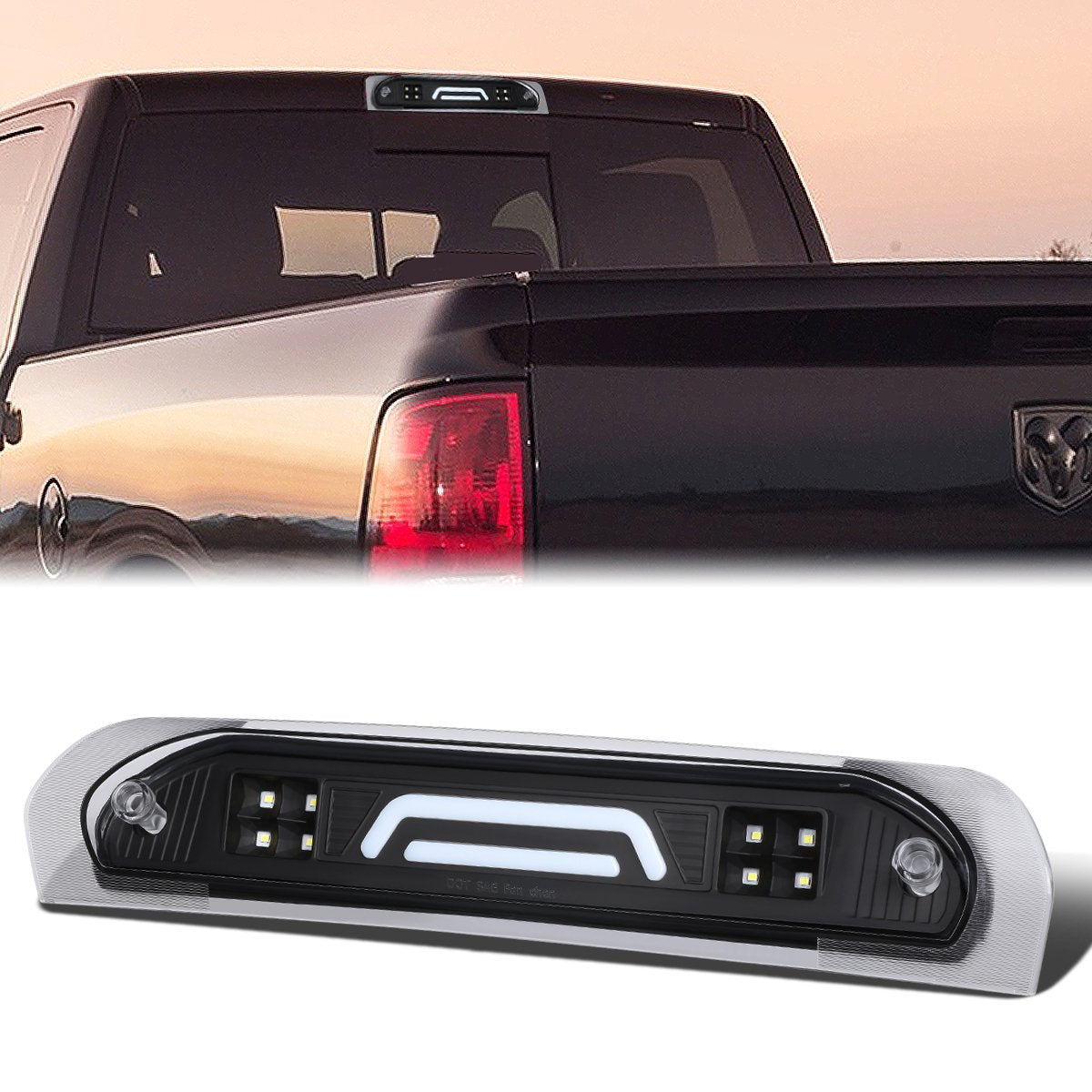 Nuvision Lighting, 02-09 Dodge Ram 1500 2500 3500 LED Bar 3rd Brake Light+Cargo Lamp - Black Housing