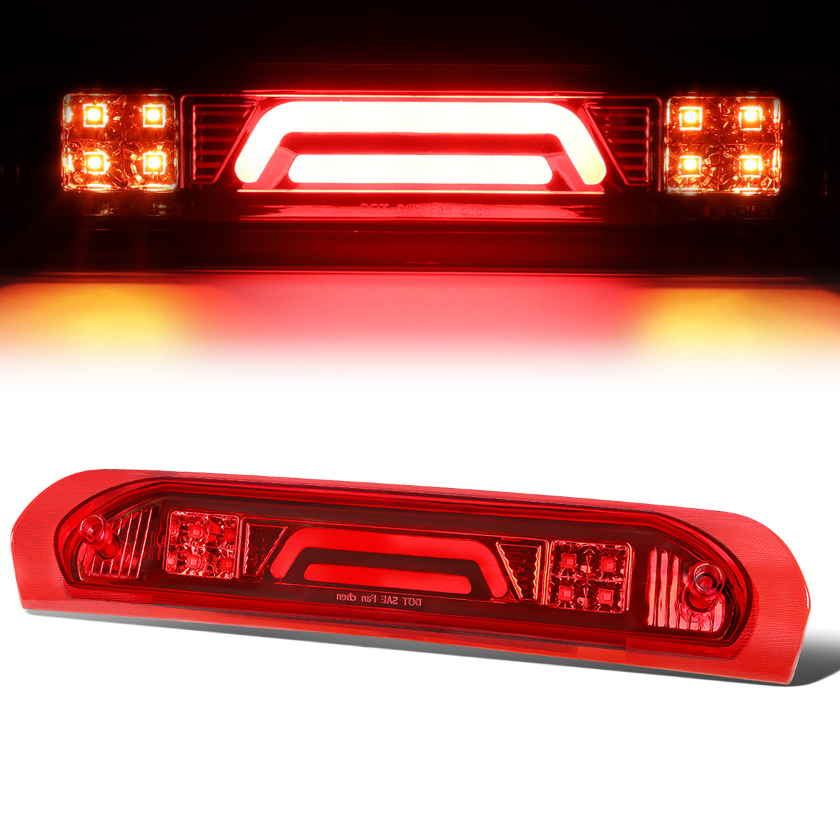 Nuvision Lighting, 02-09 Dodge Ram 1500 2500 3500 LED Bar 3rd Brake Light+Cargo Lamp - Red Lens