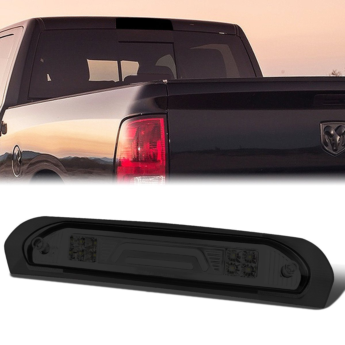 Nuvision Lighting, 02-09 Dodge Ram 1500 2500 3500 LED Bar 3rd Brake Light+Cargo Lamp - Smoked Lens